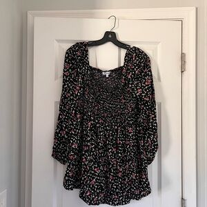 Motherhood Maternity Smocked Babydoll Floral Top/Blouse - Size L